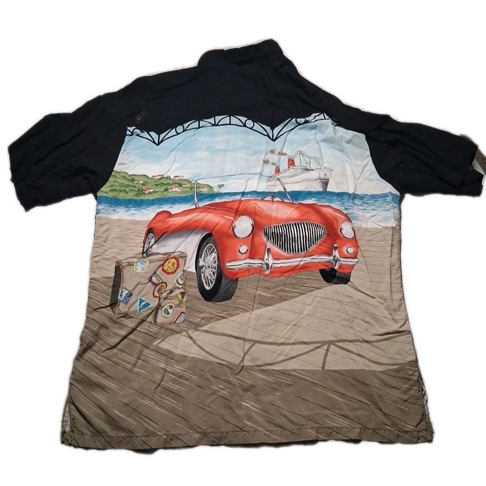 Tori Richard RARE Aloha Shirt Cotton Lawn Hawaii Corvette Ship Tropical Size XL - Picture 2 of 6